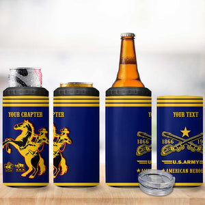 Personalized Afro Buffalo Soldiers 4 in 1 Can Cooler Tumbler BSMC United States Army Blue LT14