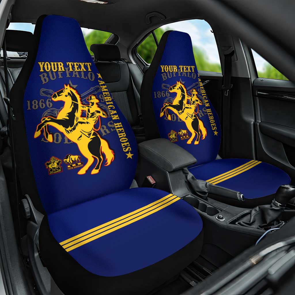 Personalized Afro Buffalo Soldiers Car Seat Cover BSMC United States Army Blue