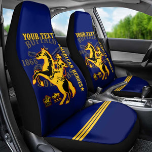 Personalized Afro Buffalo Soldiers Car Seat Cover BSMC United States Army Blue