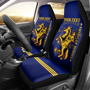 Personalized Afro Buffalo Soldiers Car Seat Cover BSMC United States Army Blue