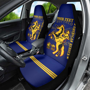 Personalized Afro Buffalo Soldiers Car Seat Cover BSMC United States Army Blue