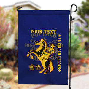 Personalized Afro Buffalo Soldiers Garden Flag BSMC United States Army Blue