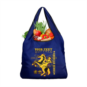 Personalized Afro Buffalo Soldiers Grocery Bag BSMC United States Army Blue