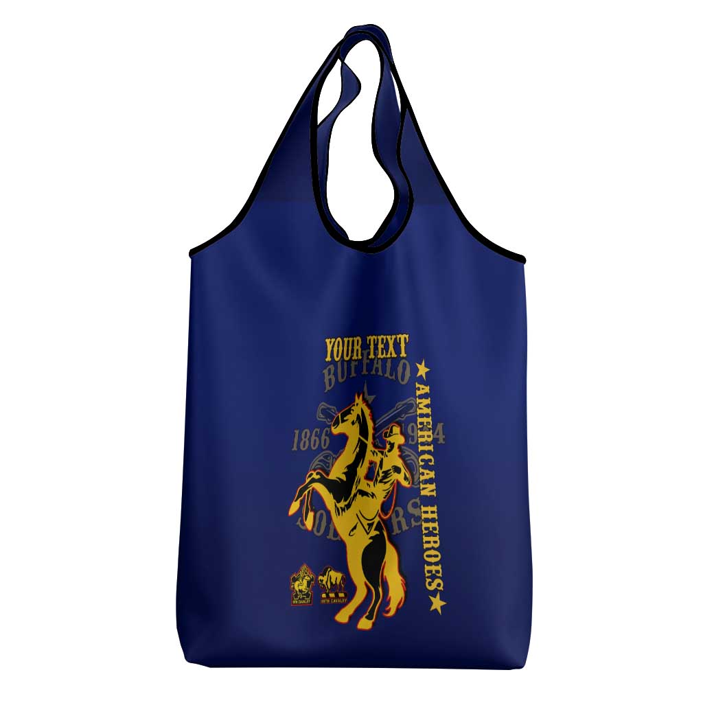Personalized Afro Buffalo Soldiers Grocery Bag BSMC United States Army Blue