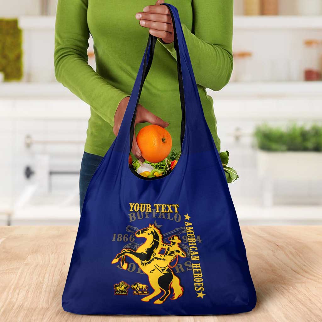 Personalized Afro Buffalo Soldiers Grocery Bag BSMC United States Army Blue