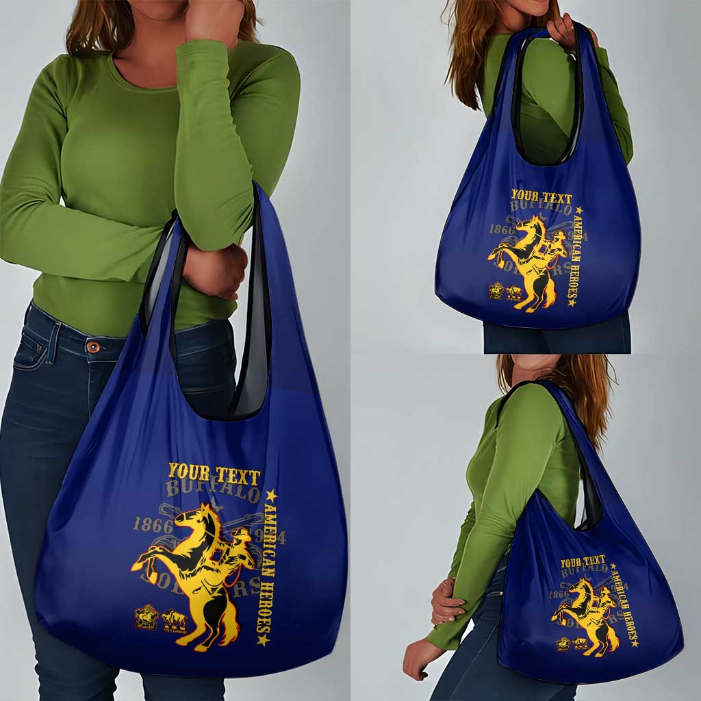 Personalized Afro Buffalo Soldiers Grocery Bag BSMC United States Army Blue