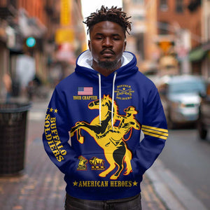 Personalized Afro Buffalo Soldiers Hoodie BSMC United States Army Blue