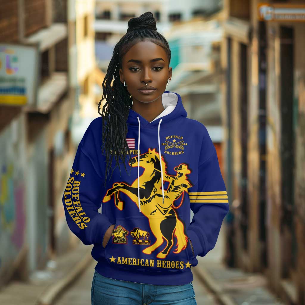 Personalized Afro Buffalo Soldiers Hoodie BSMC United States Army Blue