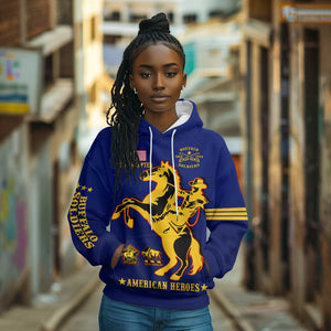 Personalized Afro Buffalo Soldiers Hoodie BSMC United States Army Blue