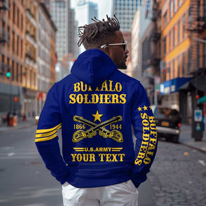 Personalized Afro Buffalo Soldiers Hoodie BSMC United States Army Blue