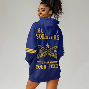 Personalized Afro Buffalo Soldiers Hoodie Dress BSMC United States Army Blue