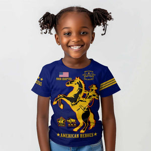 Personalized Afro Buffalo Soldiers Kid T shirt BSMC United States Army Blue