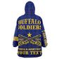 Personalized Afro Buffalo Soldiers KId Wearable Blanket Hoodie BSMC United States Army Blue