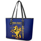 Personalized Afro Buffalo Soldiers Leather Tote Bag BSMC United States Army Blue