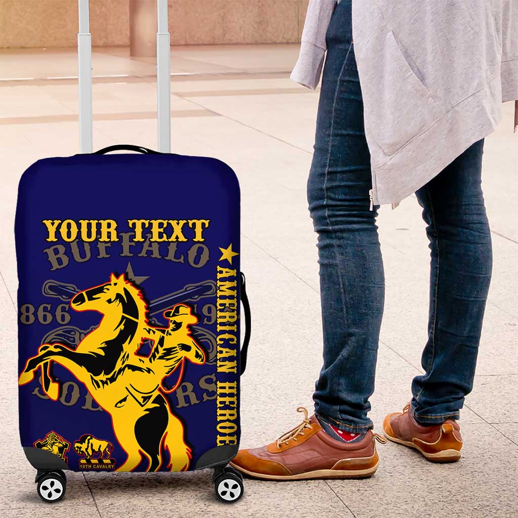 Personalized Afro Buffalo Soldiers Luggage Cover BSMC United States Army Blue