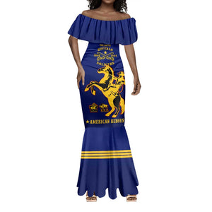 Personalized Afro Buffalo Soldiers Mermaid Dress BSMC United States Army Blue