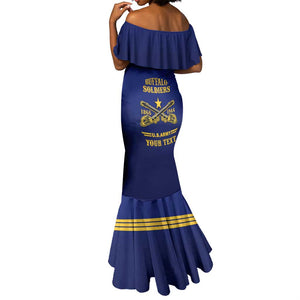 Personalized Afro Buffalo Soldiers Mermaid Dress BSMC United States Army Blue