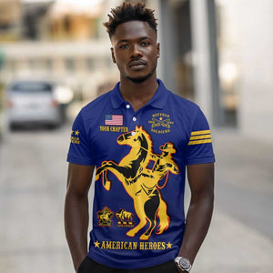 Personalized Afro Buffalo Soldiers Polo Shirt BSMC United States Army Blue