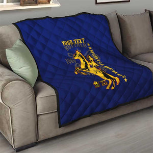 Personalized Afro Buffalo Soldiers Quilt BSMC United States Army Blue