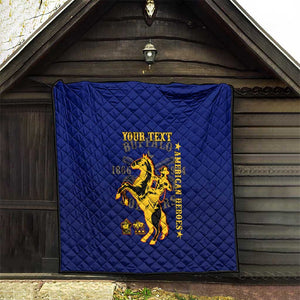 Personalized Afro Buffalo Soldiers Quilt BSMC United States Army Blue