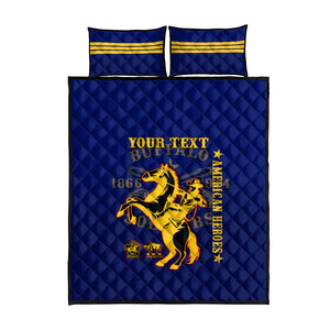 Personalized Afro Buffalo Soldiers Quilt Bed Set BSMC United States Army Blue