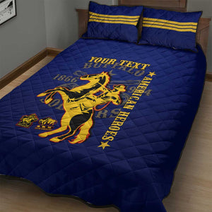 Personalized Afro Buffalo Soldiers Quilt Bed Set BSMC United States Army Blue