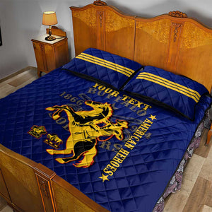 Personalized Afro Buffalo Soldiers Quilt Bed Set BSMC United States Army Blue