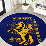 Personalized Afro Buffalo Soldiers Round Carpet BSMC United States Army Blue