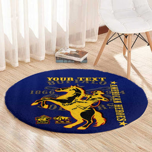 Personalized Afro Buffalo Soldiers Round Carpet BSMC United States Army Blue