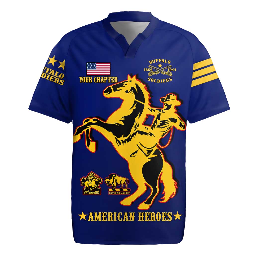 Personalized Afro Buffalo Soldiers Rugby Jersey BSMC United States Army Blue