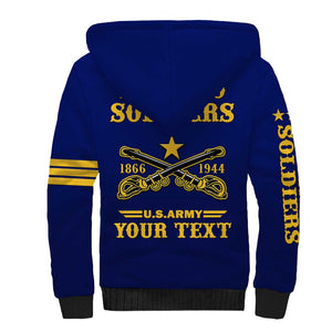 Personalized Afro Buffalo Soldiers Sherpa Hoodie BSMC United States Army Blue