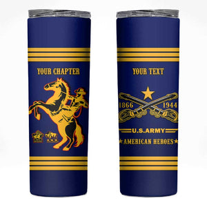 Personalized Afro Buffalo Soldiers Skinny Tumbler BSMC United States Army Blue