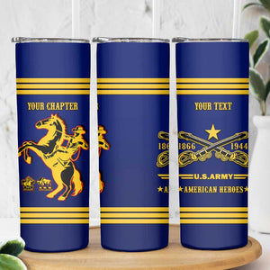 Personalized Afro Buffalo Soldiers Skinny Tumbler BSMC United States Army Blue