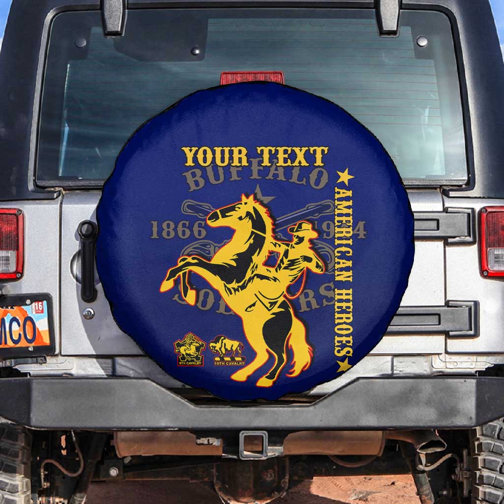 Personalized Afro Buffalo Soldiers Spare Tire Cover BSMC United States Army Blue