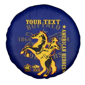 Personalized Afro Buffalo Soldiers Spare Tire Cover BSMC United States Army Blue