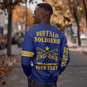 Personalized Afro Buffalo Soldiers Sweatshirt BSMC United States Army Blue