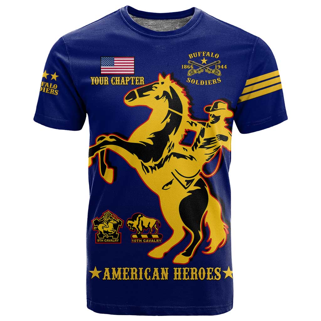 Personalized Afro Buffalo Soldiers T shirt BSMC United States Army Blue