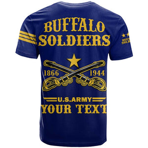 Personalized Afro Buffalo Soldiers T shirt BSMC United States Army Blue