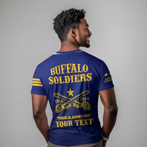 Personalized Afro Buffalo Soldiers T shirt BSMC United States Army Blue