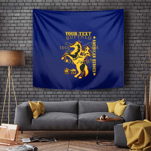 Personalized Afro Buffalo Soldiers Tapestry BSMC United States Army Blue