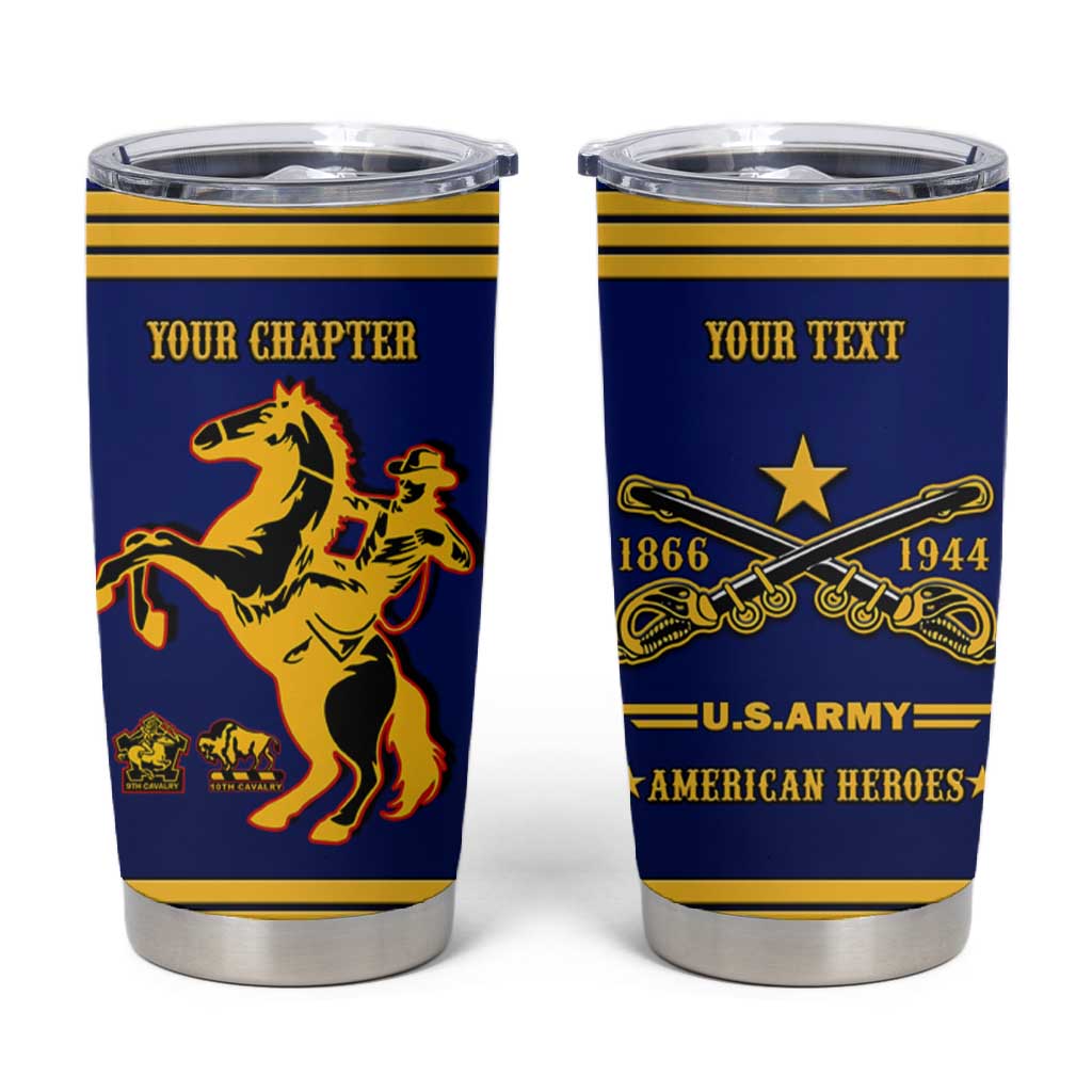 Personalized Afro Buffalo Soldiers Tumbler Cup BSMC United States Army Blue