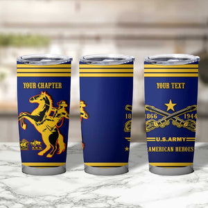 Personalized Afro Buffalo Soldiers Tumbler Cup BSMC United States Army Blue