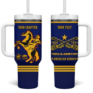 Personalized Afro Buffalo Soldiers Tumbler With Handle BSMC United States Army Blue