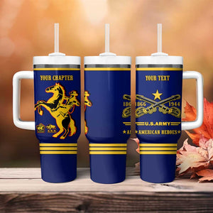 Personalized Afro Buffalo Soldiers Tumbler With Handle BSMC United States Army Blue