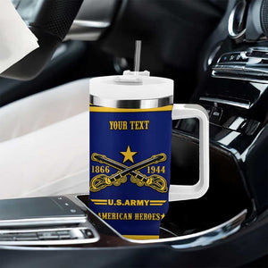 Personalized Afro Buffalo Soldiers Tumbler With Handle BSMC United States Army Blue