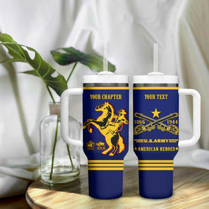 Personalized Afro Buffalo Soldiers Tumbler With Handle BSMC United States Army Blue