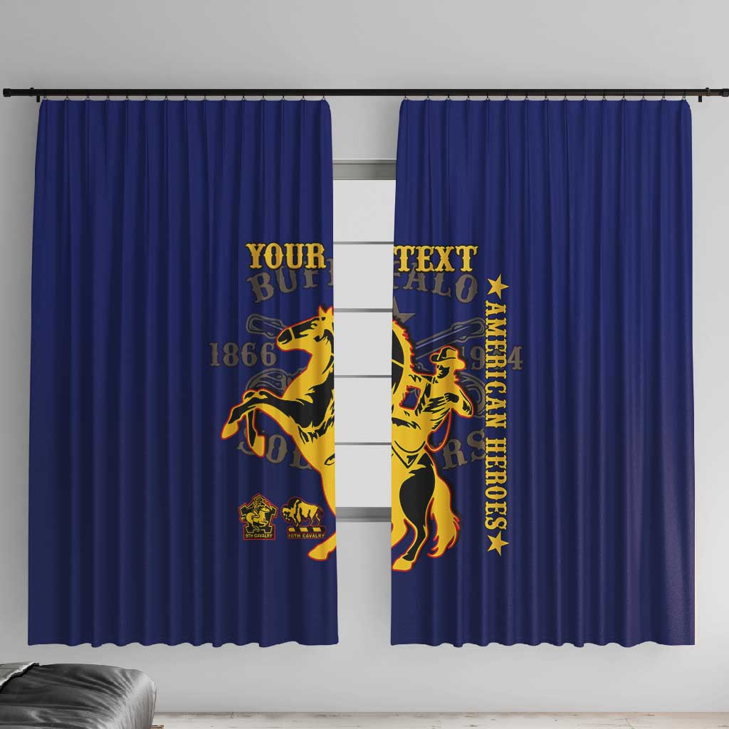 Personalized Afro Buffalo Soldiers Window Curtain BSMC United States Army Blue