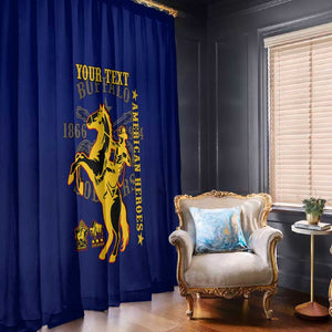 Personalized Afro Buffalo Soldiers Window Curtain BSMC United States Army Blue