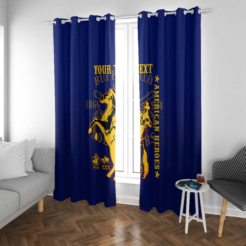 Personalized Afro Buffalo Soldiers Window Curtain BSMC United States Army Blue