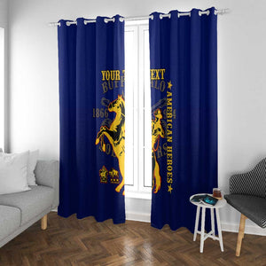 Personalized Afro Buffalo Soldiers Window Curtain BSMC United States Army Blue